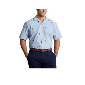 NEW- Polo Ralph Lauren Americana Flag Button Front Shirt Cotton Blue
